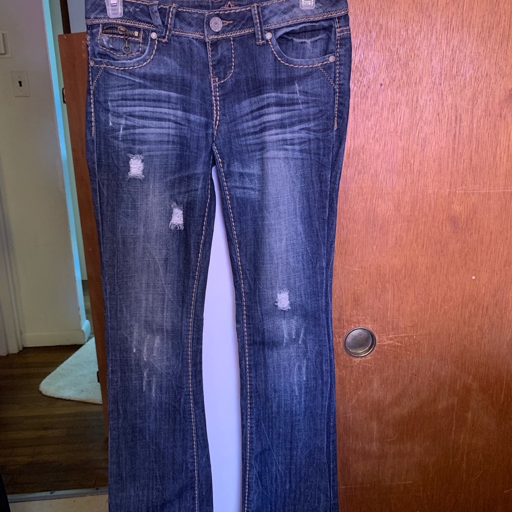 Almost famous distress jeans, size 1